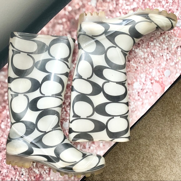 COACH CLASSIC SIGNATURE RAIN BOOTS - Picture 2 of 10
